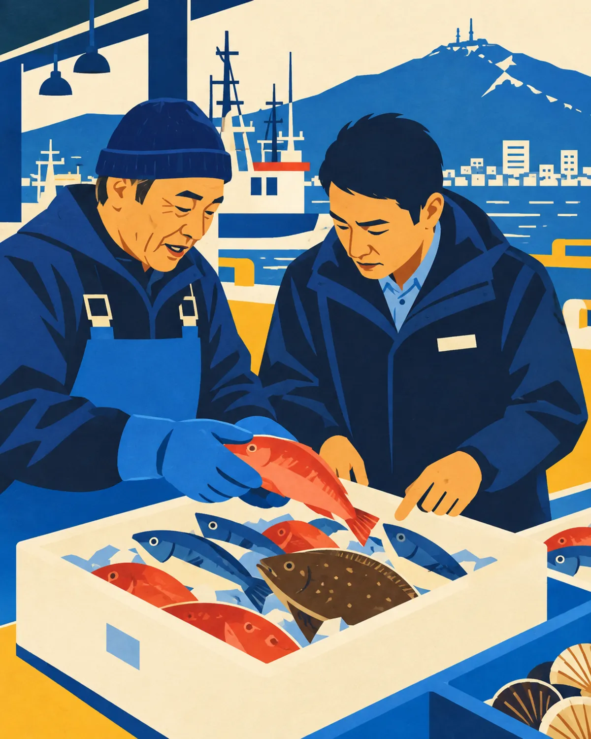 地元生産者との仕入れの様子